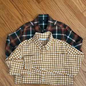 Janie and Jack Big Boy Plaid Shirts - Green and Tan
